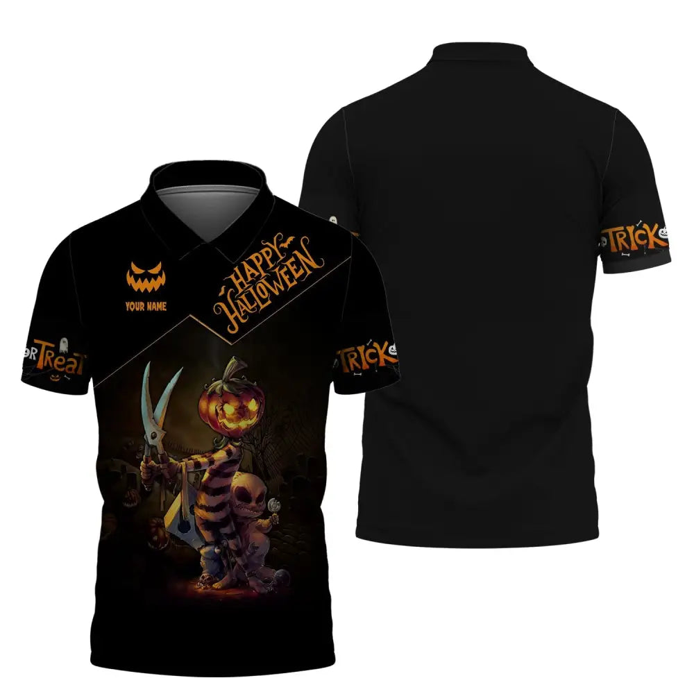 Unisex Shirt Custom Halloween T-Shirt Happy For Polo / S