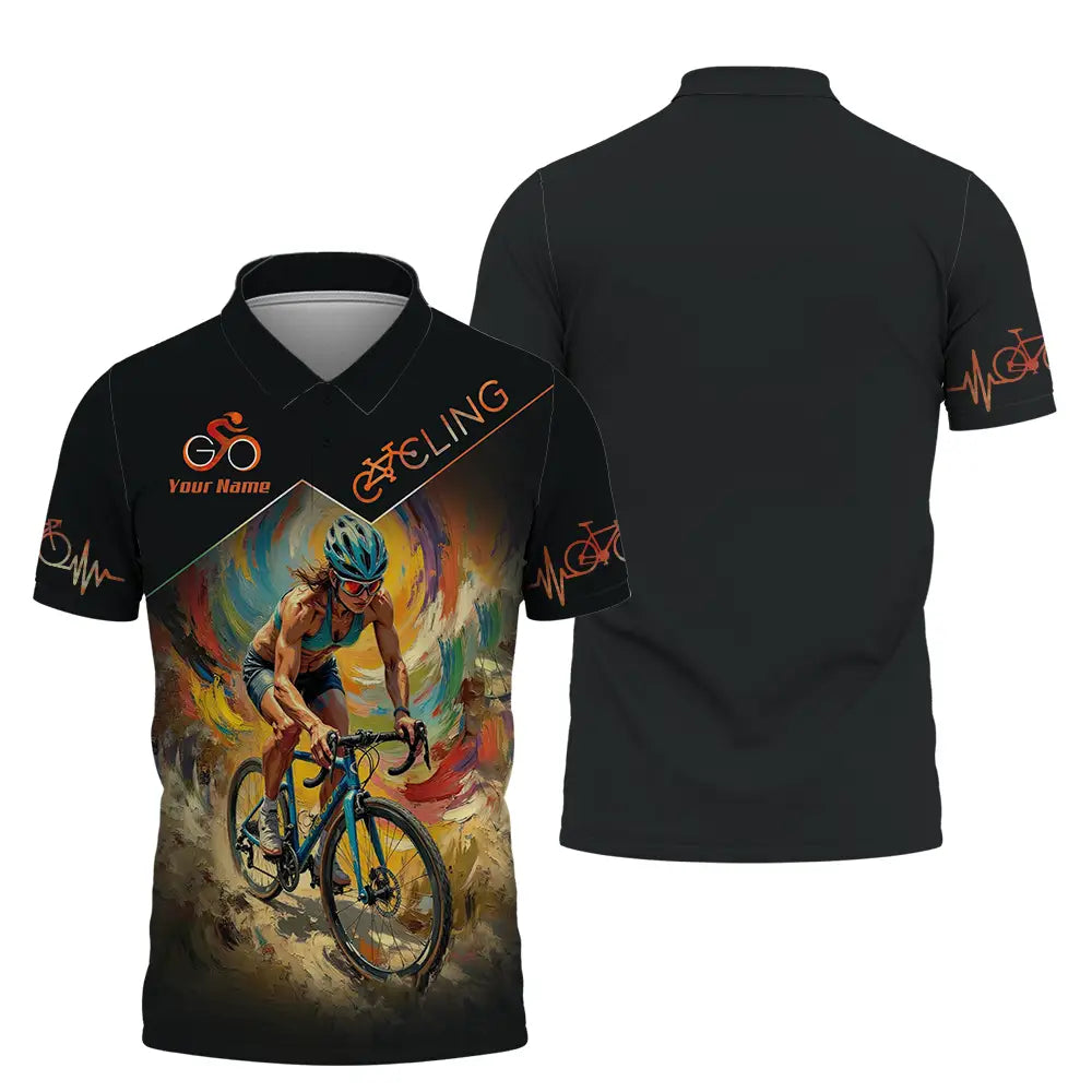 Unisex Shirt - Custom Heartbeat Cycling Lover Shirt Polo Shirt / S T-shirt