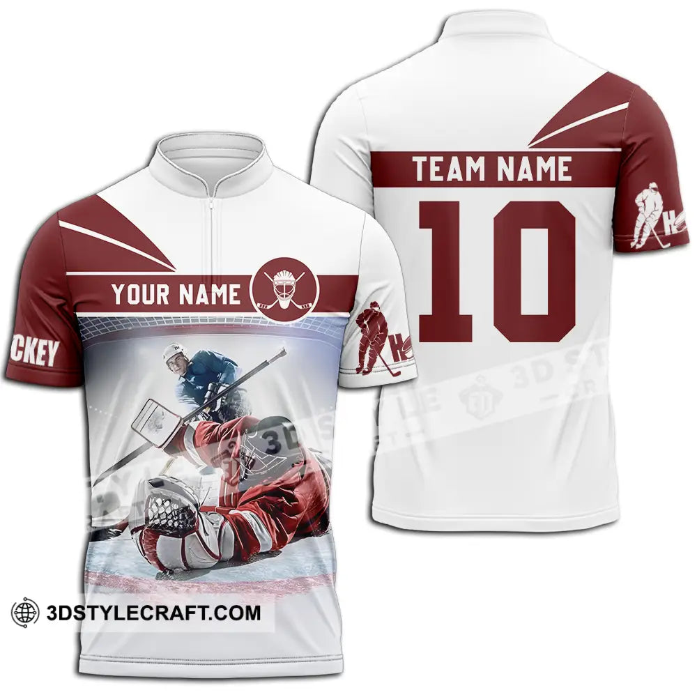 Unisex Shirt - Custom Hockey Shirt Zipper Polo Shirt / S T-shirt