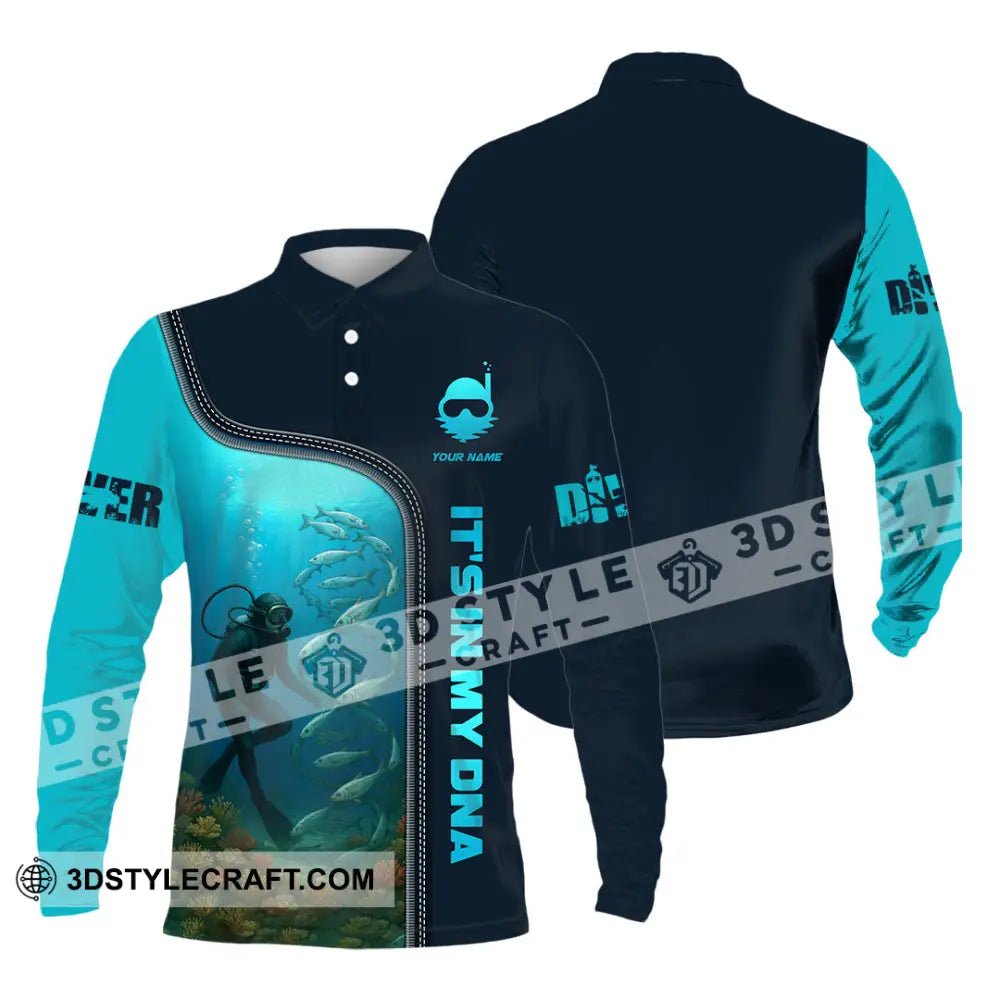 Unisex Shirt - Custom It Is In My DNA Shirt For Diver Long Sleeve Polo / S T-shirt