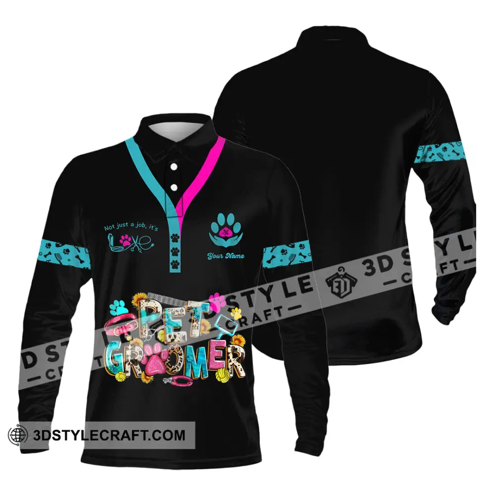 Unisex Shirt - Custom It’s Not Just A Job It’s Love Pet Groomer Shirt Long Sleeve Polo / S T-shirt