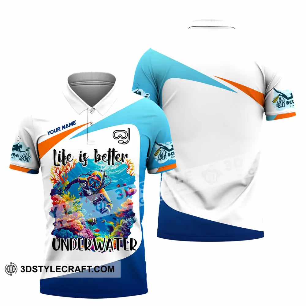 Unisex Shirt Custom Life Is Better Underwater Diving Shirt Polo Shirt / S T shirt