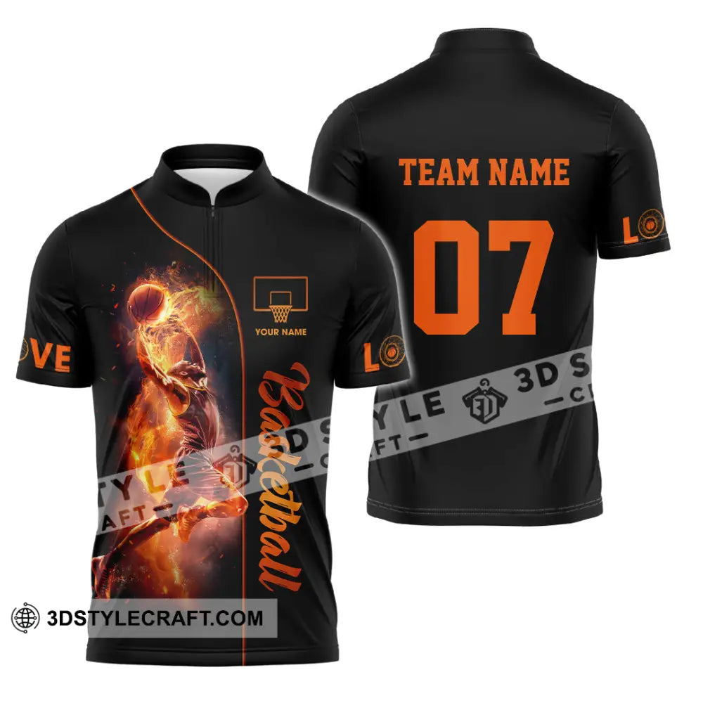 Unisex Shirt - Custom Love Basketball Shirt Zipper Polo Shirt / S T-shirt