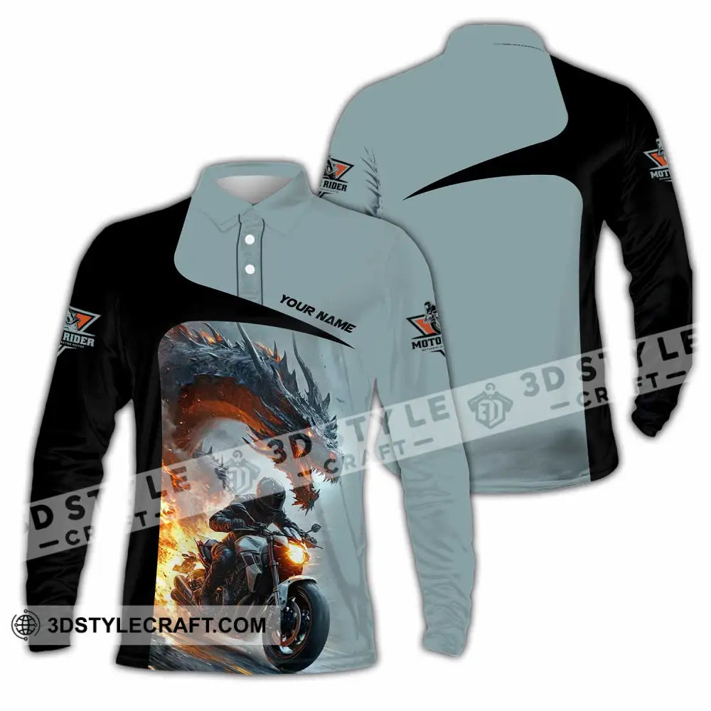 Unisex Shirt Custom Moto Rider Shirt Long Sleeve Polo / S T shirt