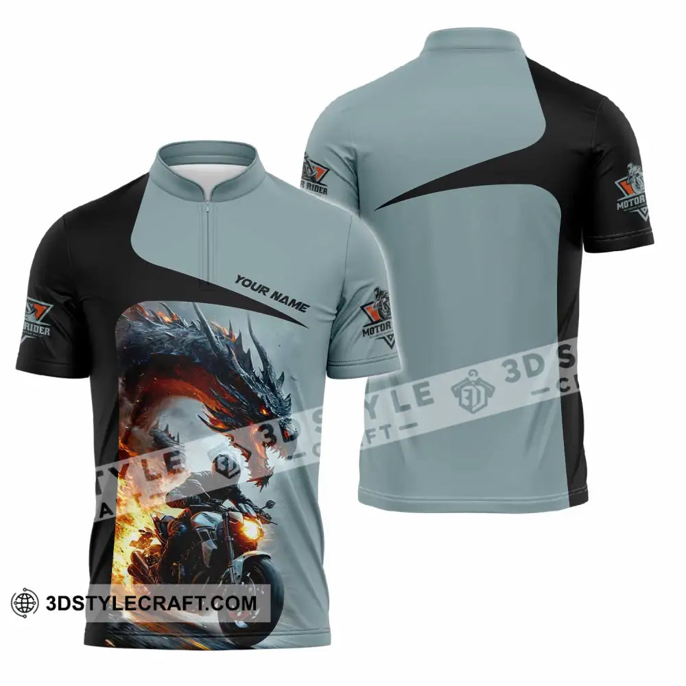 Unisex Shirt Custom Moto Rider Shirt Zipper Polo Shirt / S T shirt