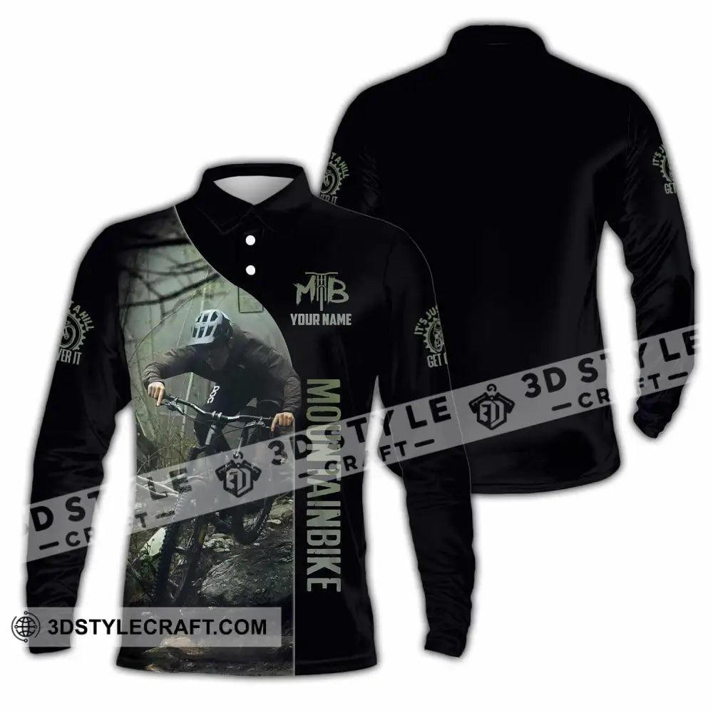Unisex Shirt - Custom Mountain Bike Shirt Long Sleeve Polo / S T-shirt
