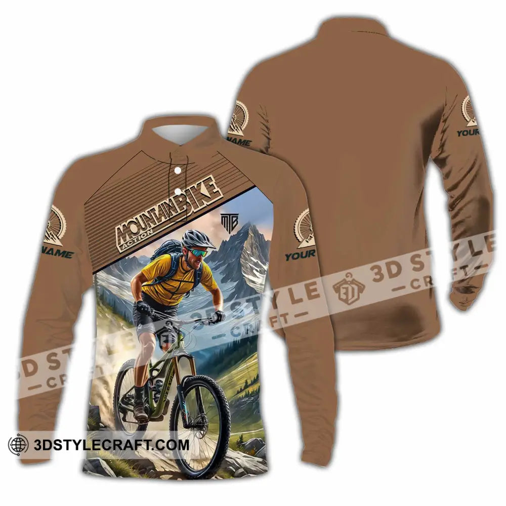 Unisex Shirt - Custom Mountain Bike Shirt Long Sleeve Polo / S T-shirt