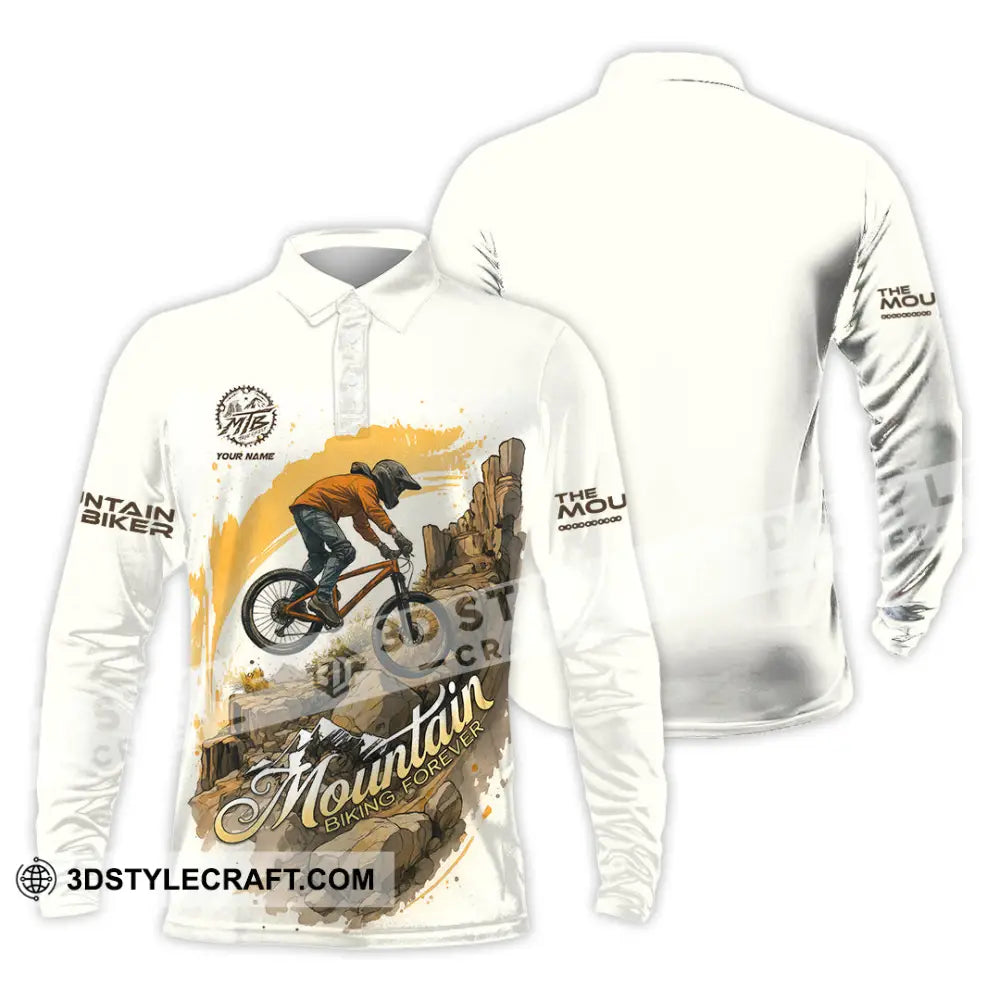 Unisex Shirt - Custom Mountain Bike Shirt Long Sleeve Polo / S T-shirt