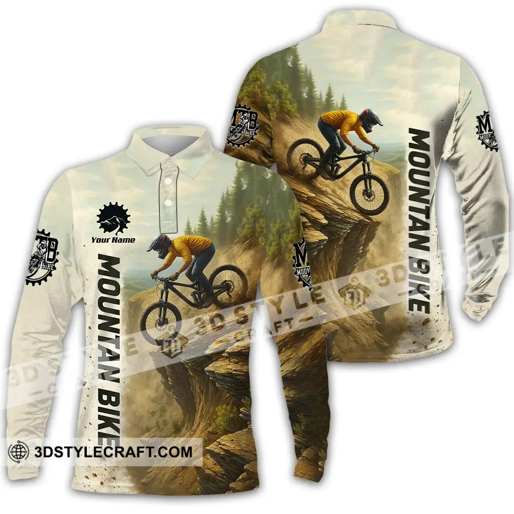 Unisex Shirt - Custom Mountain Bike Shirt Long Sleeve Polo / S T-shirt