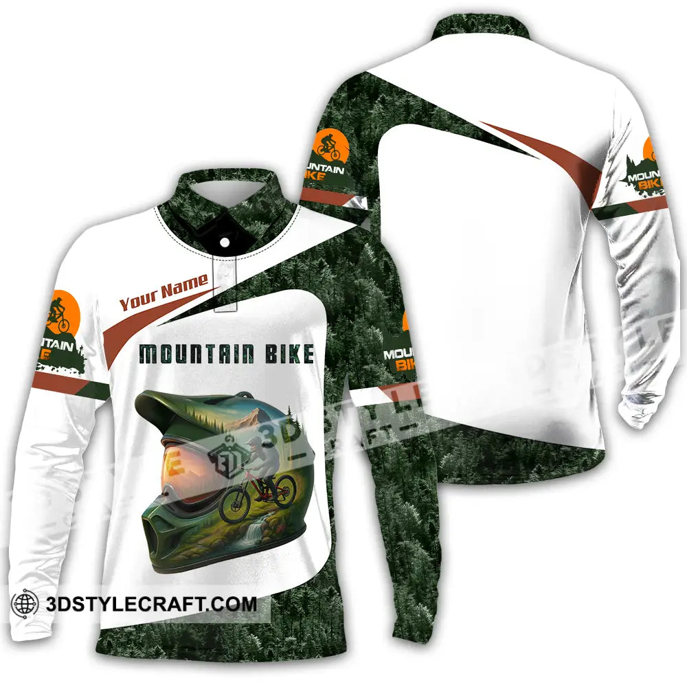 Unisex Shirt - Custom Mountain Bike Shirt Long Sleeve Polo / S T-shirt