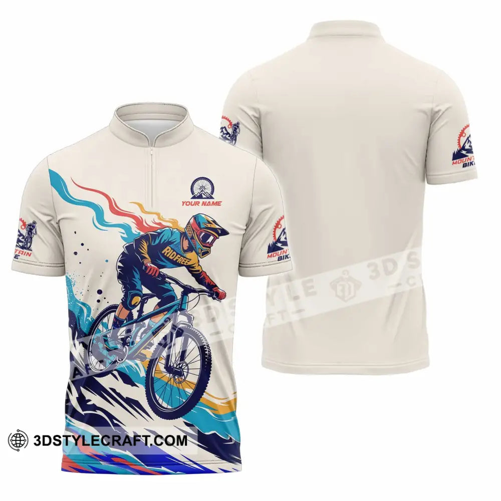 Unisex Shirt - Custom Mountain Bike Shirt Zipper Polo Shirt / S T-shirt