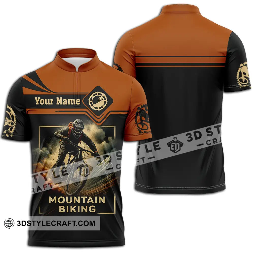Unisex Shirt - Custom Mountain Bike Shirt Zipper Polo Shirt / S T-shirt