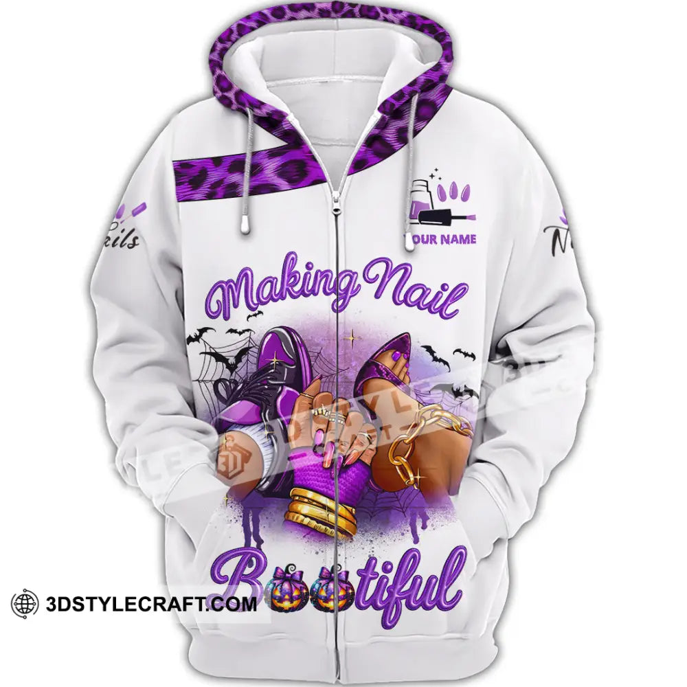 Unisex Shirt Custom Nails Artist Halloween Shirt Zipper Hoodie / S T shirt