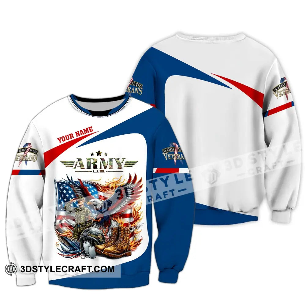 Unisex Shirt - Custom Name America Army Long Sleeve / S T-Shirt