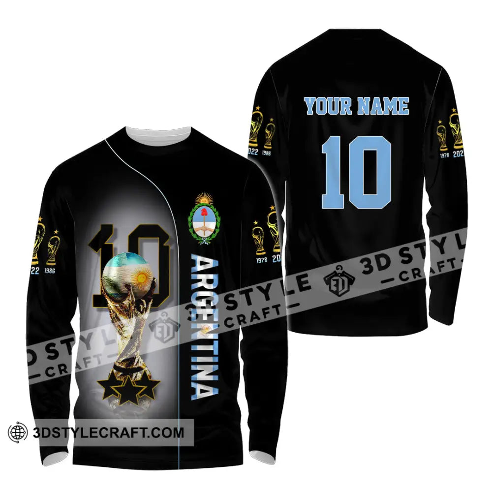 Unisex Shirt Custom Name And Number Argentina T-Shirt Lover Gift Long Sleeve / S T-Shirt