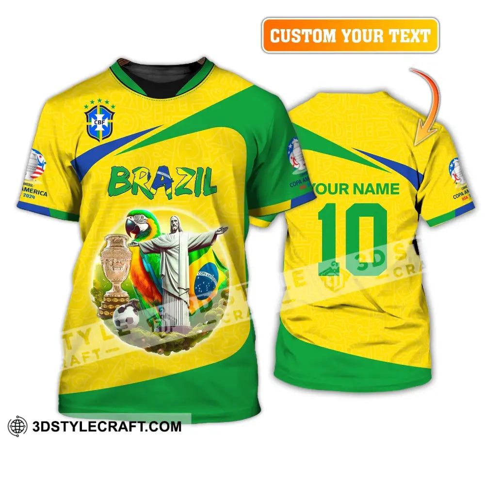 Unisex Shirt Custom Name And Number Brazil Football T-Shirt Copa 2024 Polo Long Sleeve