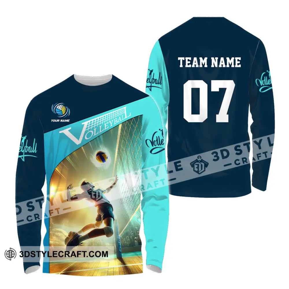 Unisex Shirt Custom Name And Number Volleyball Lover Gift Long Sleeve / S T-Shirt