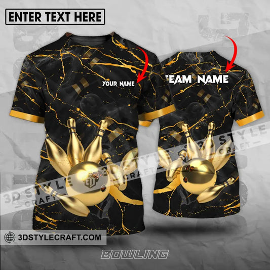 Unisex Shirt - Custom Name And Team Bowling Golden Pins Ball T-Shirt