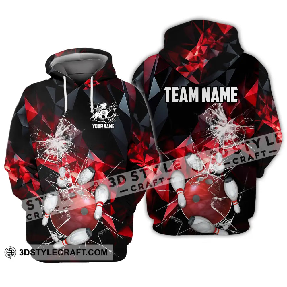 Unisex Shirt - Custom Name And Team Red Glasses Bowling Hoodie / S T-Shirt