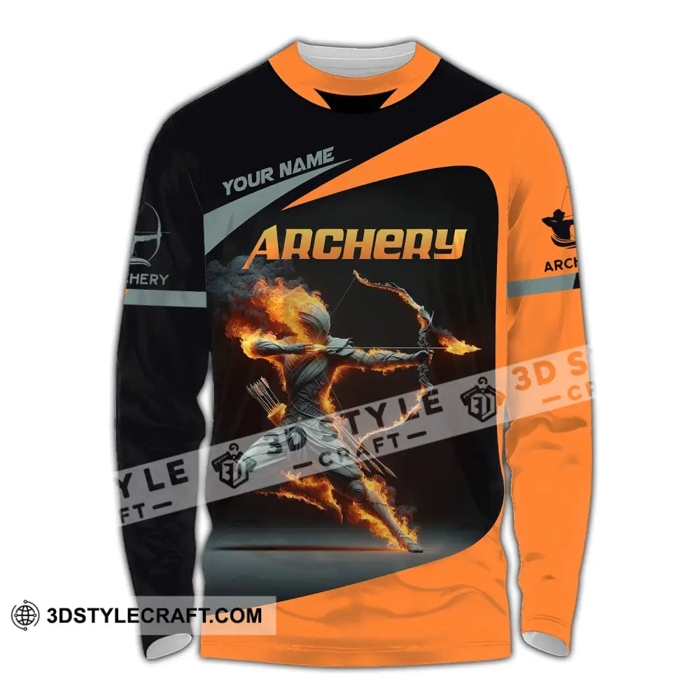 Unisex Shirt Custom Name Archery Polo Long Sleeve Love T-Shirt / S T-Shirt