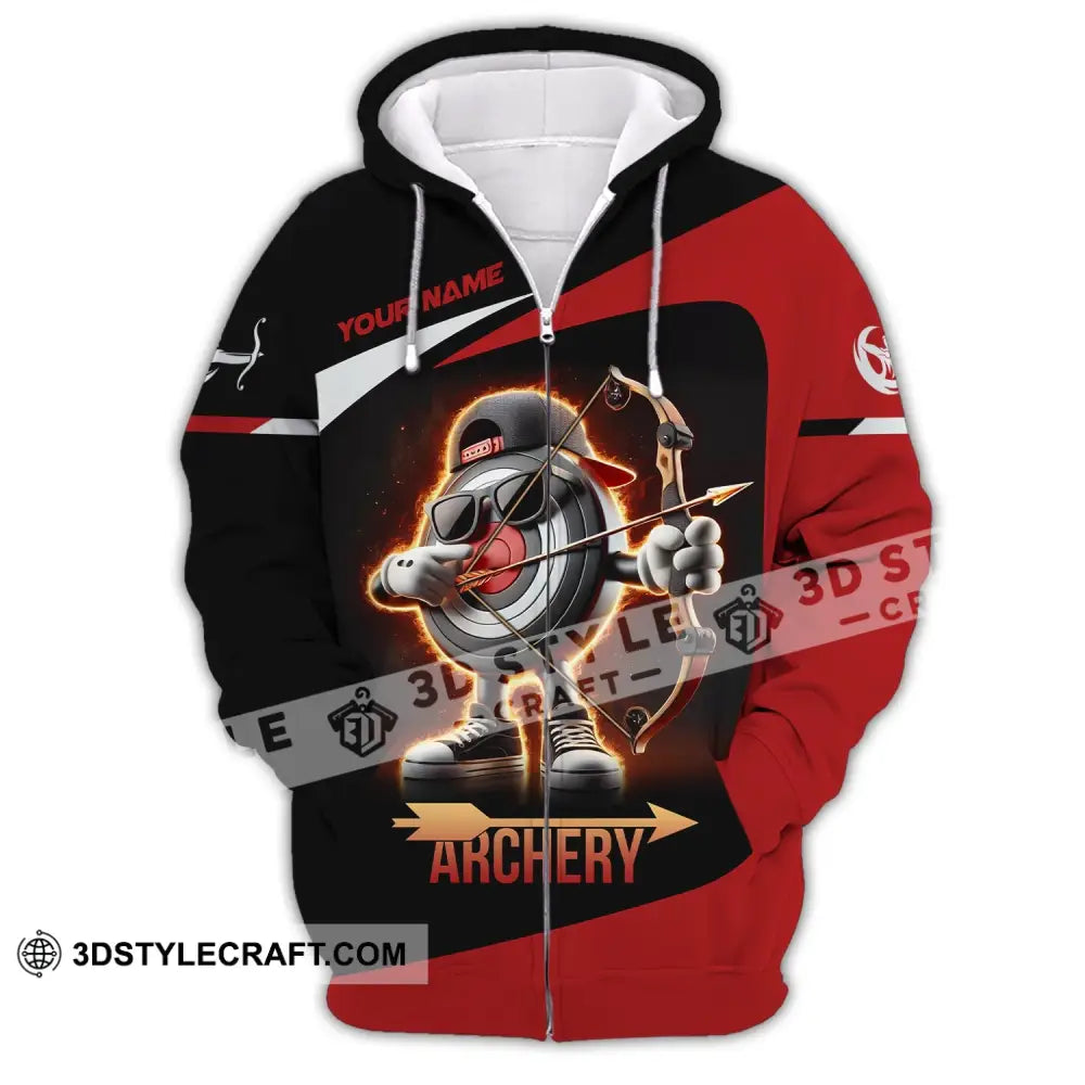 Unisex Shirt Custom Name Archery Polo Long Sleeve Love T-Shirt Zipper Hoodie / S T-Shirt