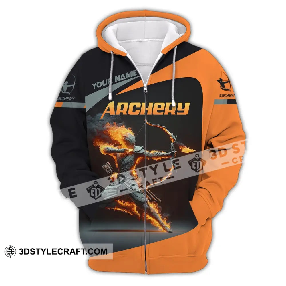 Unisex Shirt Custom Name Archery Polo Long Sleeve Love T-Shirt Zipper Hoodie / S T-Shirt
