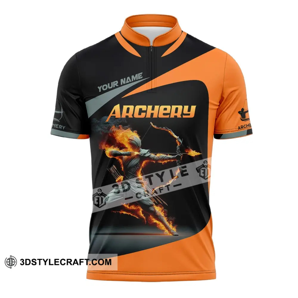 Unisex Shirt Custom Name Archery Polo Long Sleeve Love T-Shirt Zipper / S T-Shirt
