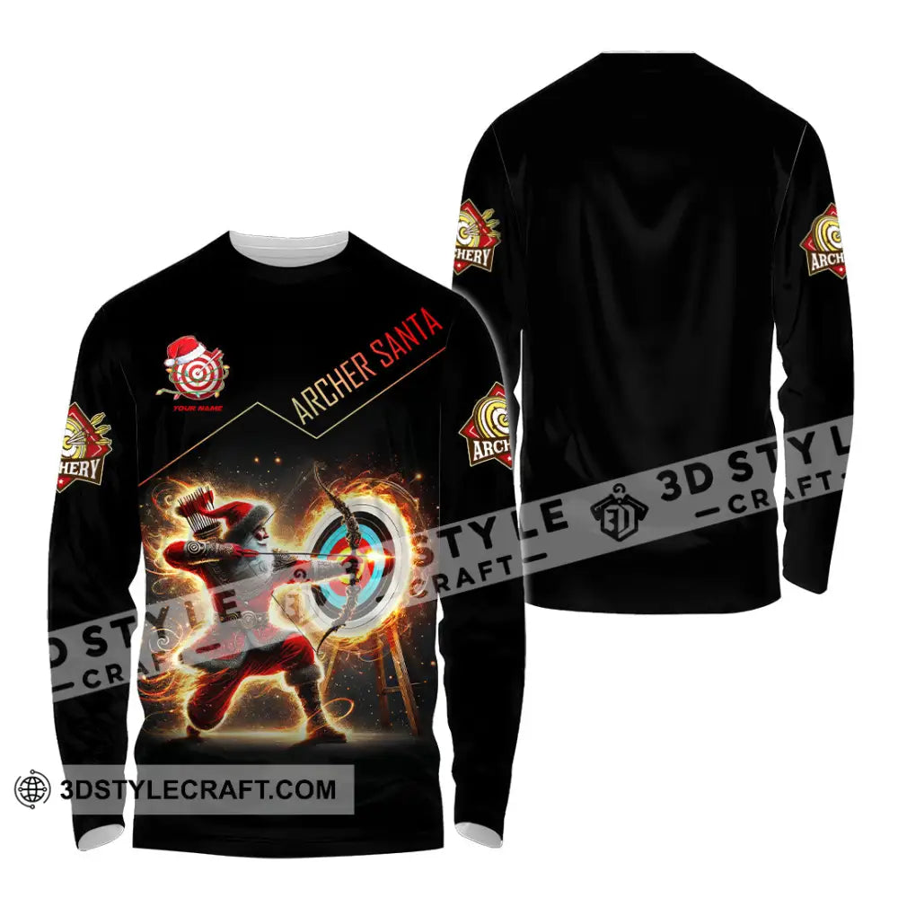 Unisex Shirt Custom Name Archery Santa Lover Christmas Gift Long Sleeve / S T-Shirt
