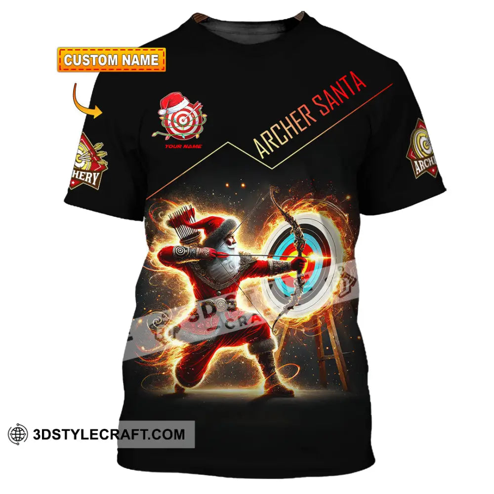 Unisex Shirt Custom Name Archery Santa Lover Christmas Gift T-Shirt
