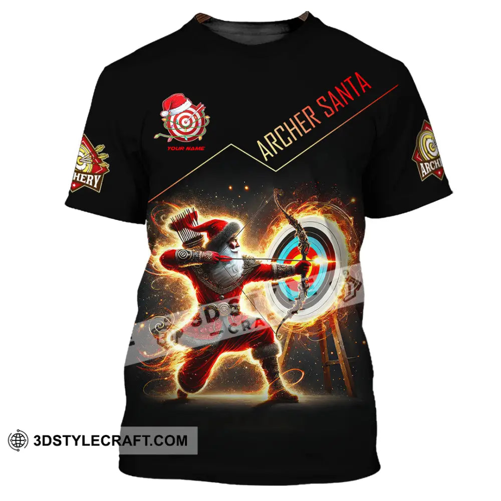 Unisex Shirt Custom Name Archery Santa Lover Christmas Gift T-Shirt / S T-Shirt