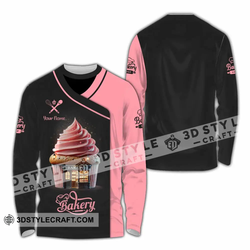 Unisex Shirt Custom Name Bakery Chef Shop T-Shirt Bakers Gift Long Sleeve / S T-Shirt