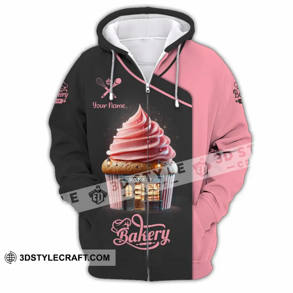 Unisex Shirt Custom Name Bakery Chef Shop T-Shirt Bakers Gift Zipper Hoodie / S T-Shirt