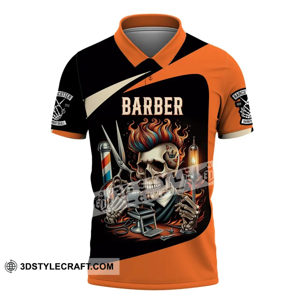 Unisex Shirt Custom Name Barber Polo Long Sleeve Shop Uniform / S T-Shirt