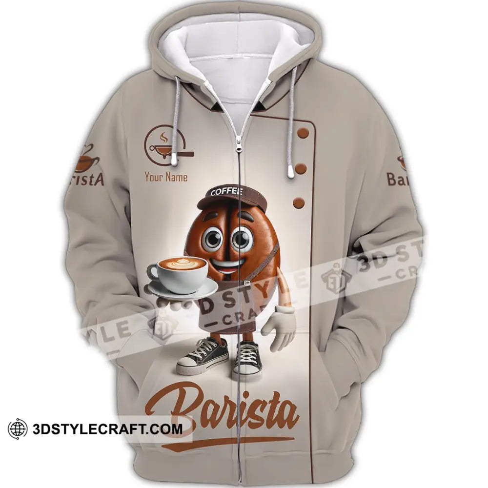 Unisex Shirt Custom Name Barista Gift Zipper Hoodie / S T-Shirt