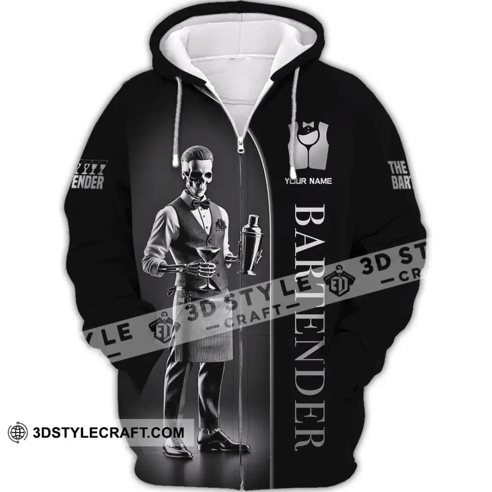 Unisex Shirt Custom Name Bartender Gift For Zipper Hoodie / S T-Shirt