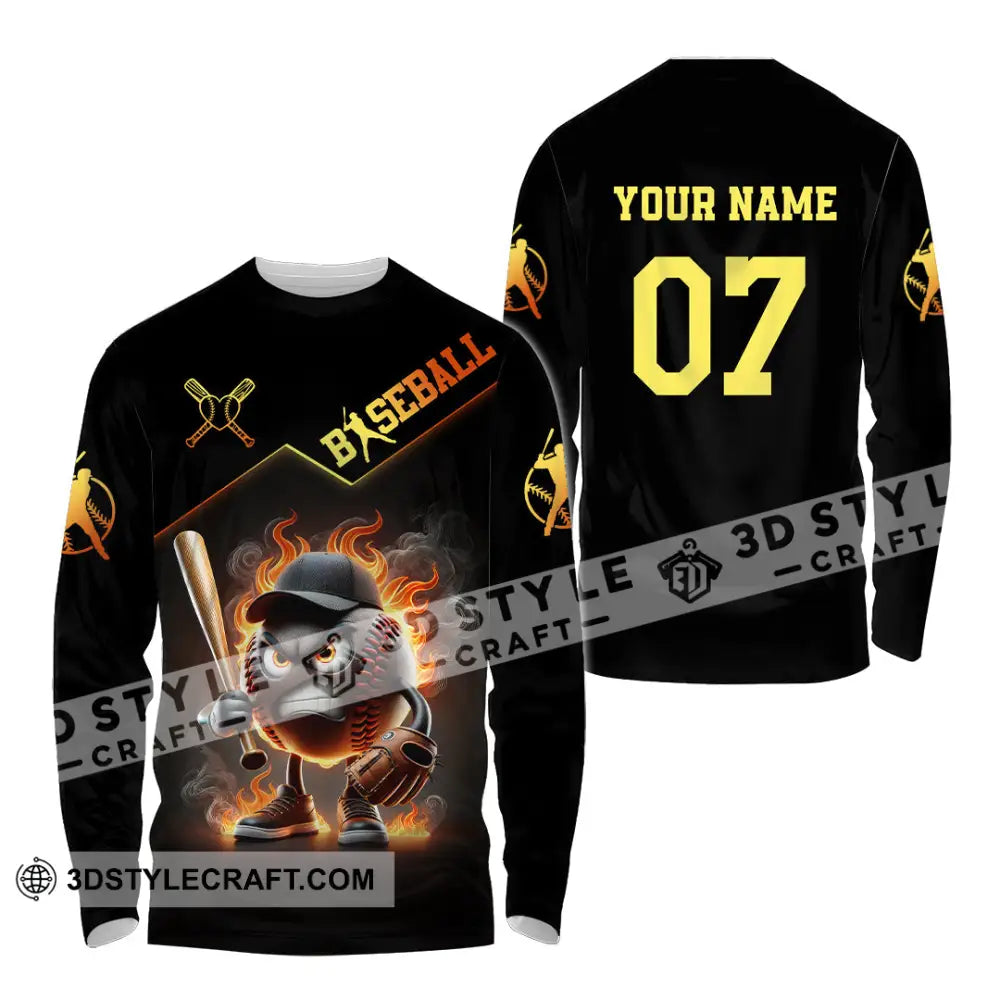 Unisex Shirt Custom Name Baseball Polo Long Sleeve Gift / S T-Shirt