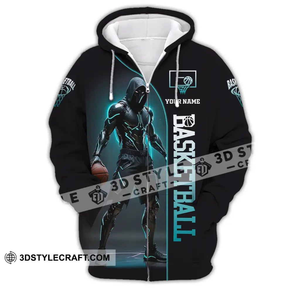 Unisex Shirt Custom Name Basketball Polo Long Sleeve Love T-Shirt Zipper Hoodie / S T-Shirt