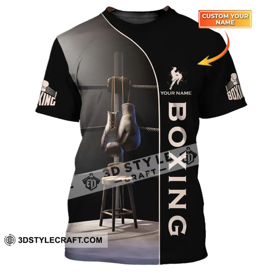 Unisex Shirt - Custom Name Boxing Gift For Player Vintage Corner And Hung Up Gloves T-Shirt