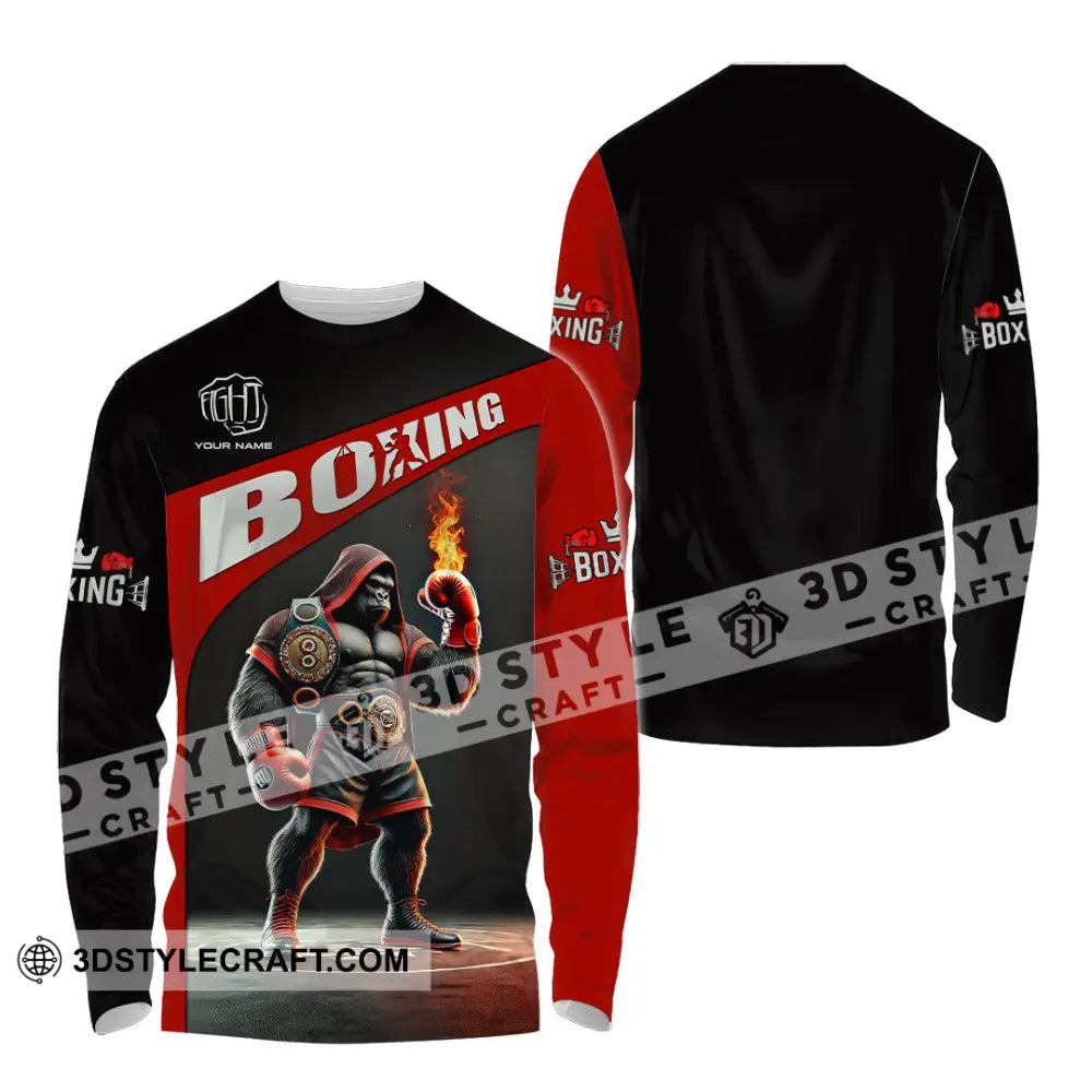 Unisex Shirt Custom Name Boxing Long Sleeve T-Shirt / S T-Shirt
