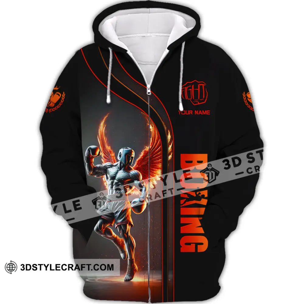 Unisex Shirt Custom Name Boxing Long Sleeve T-Shirt Zipper Hoodie / S T-Shirt