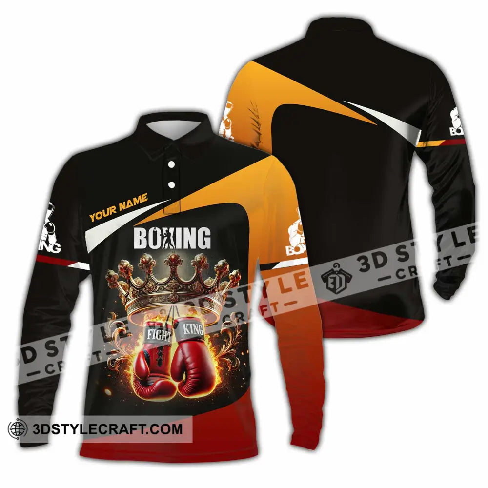 Unisex Shirt Custom Name Boxing Polo Long Sleeve / S T-Shirt