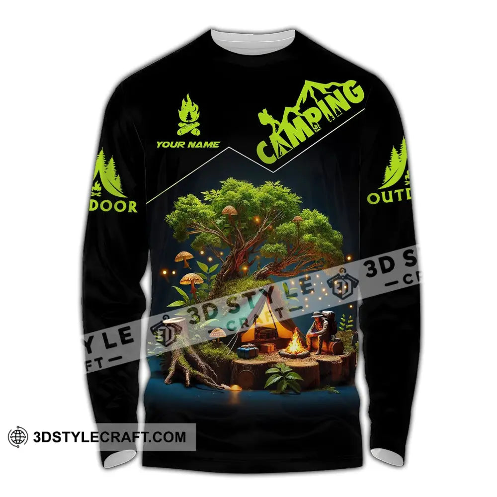 Unisex Shirt Custom Name Camping Gift For Lover Long Sleeve / S T-Shirt