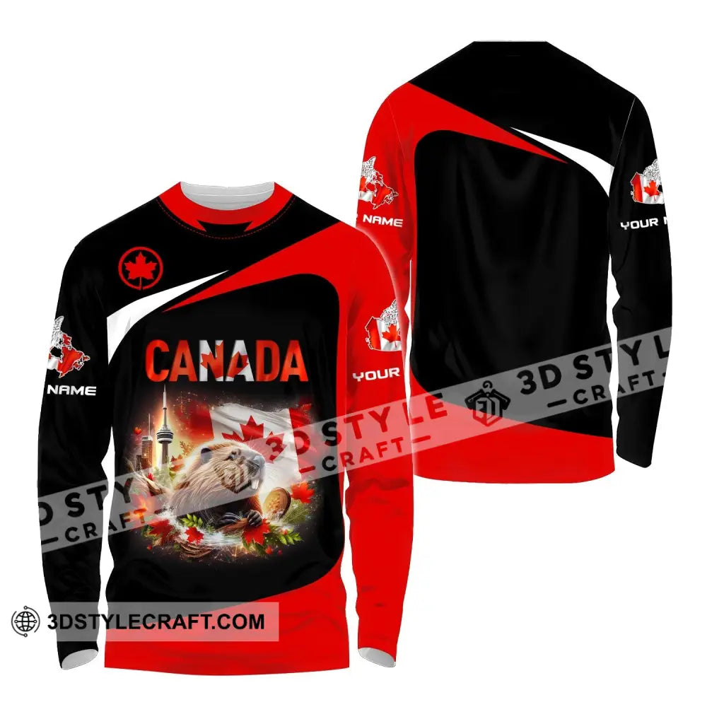 Unisex Shirt Custom Name Canada Long Sleeve Polo Lover Gift / S T-Shirt
