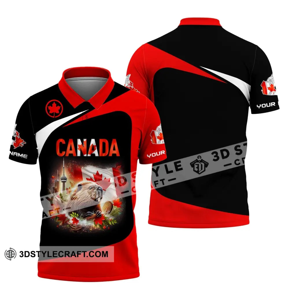 Unisex Shirt Custom Name Canada Long Sleeve Polo Lover Gift / S T-Shirt
