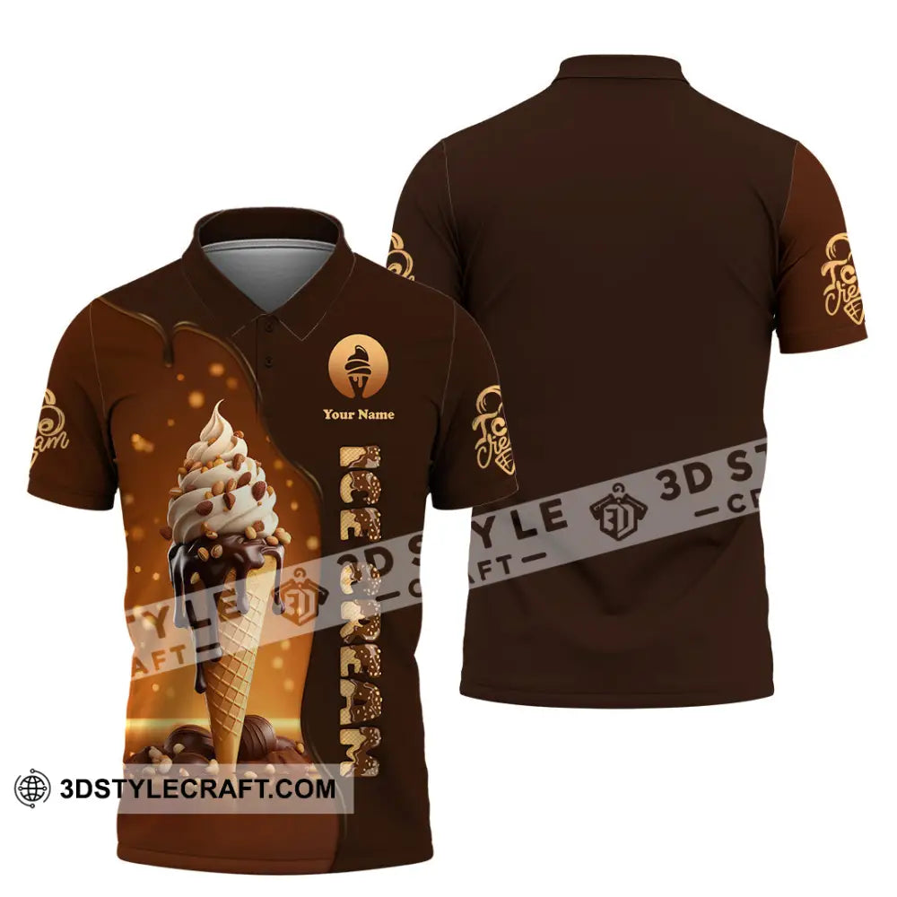 Unisex Shirt Custom Name Chocolate Ice Cream Lover Polo / S T-Shirt