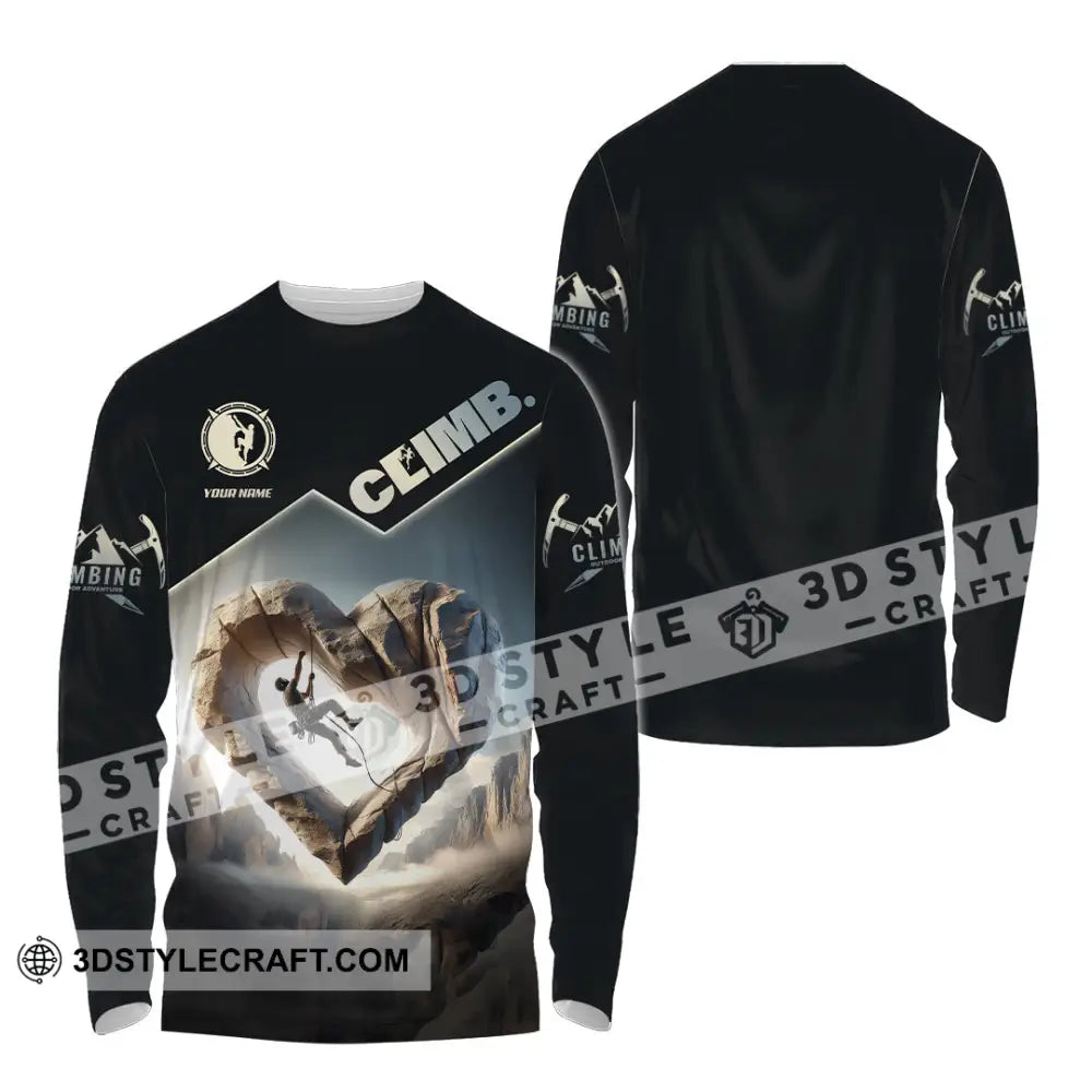 Unisex Shirt Custom Name Climb Long Sleeve T-Shirt / S T-Shirt