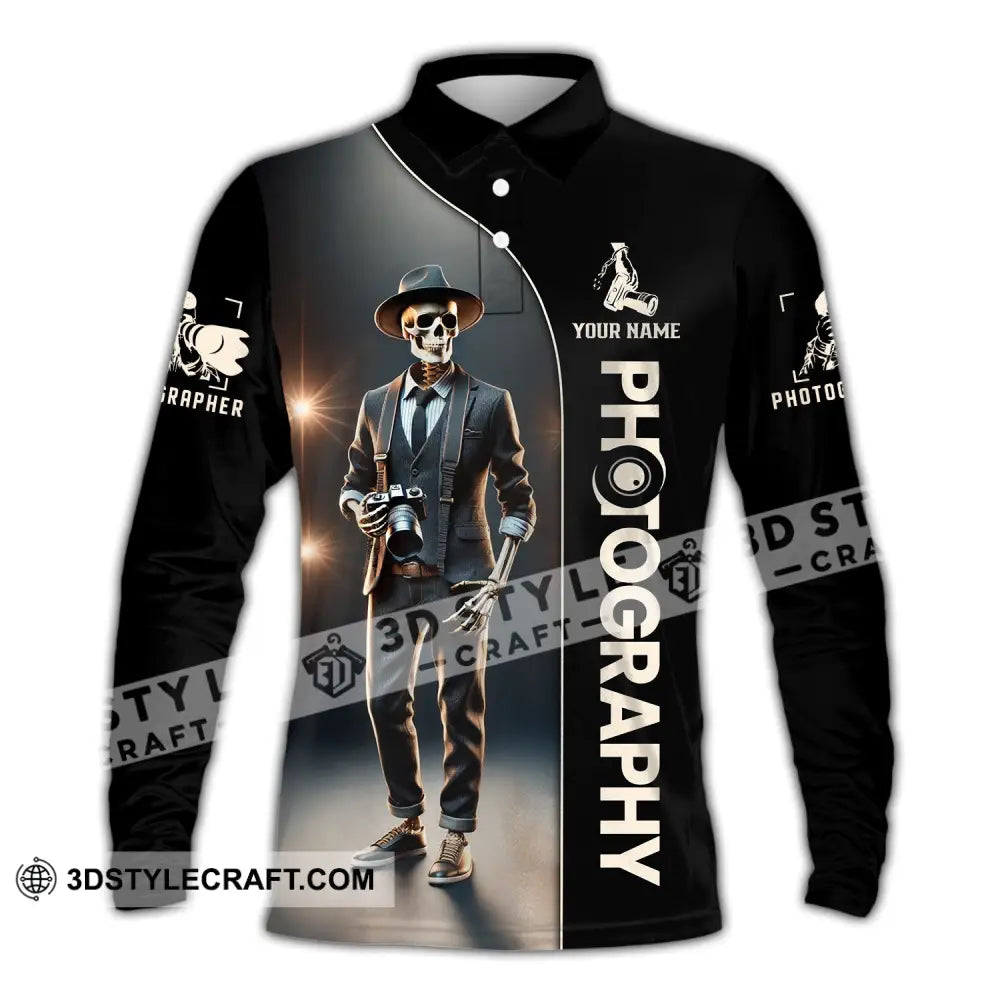 Unisex Shirt - Custom Name Cool Photography Long Sleeve Polo / S T-Shirt