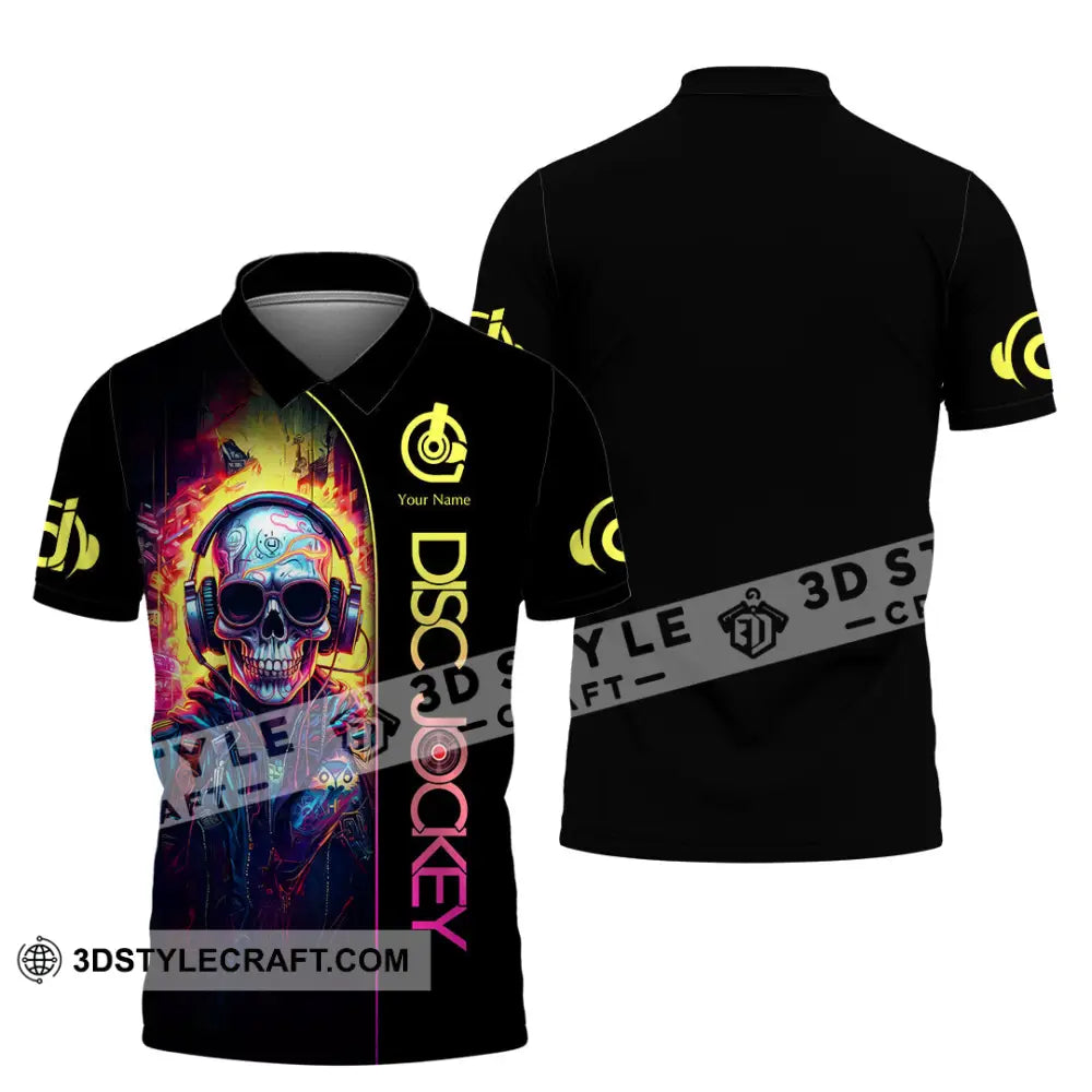 Unisex Shirt Custom Name Disc Jockey Dj Skull Hoodie Polo Long Sleeve Gift For / S T-Shirt