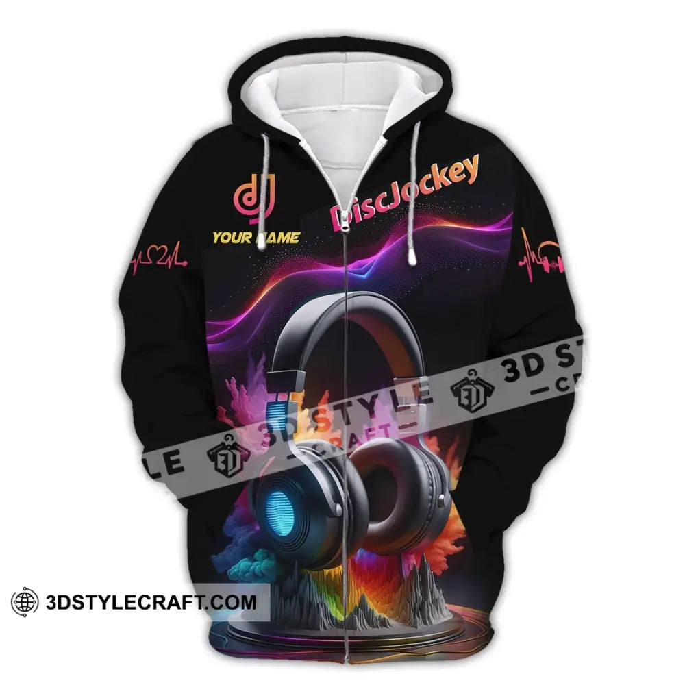 Unisex Shirt Custom Name Disc Jockey T-Shirt Music Lover Dj Gift For Zipper Hoodie / S