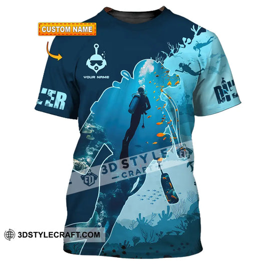 Unisex Shirt Custom Name Diver Diving Gift T-Shirt